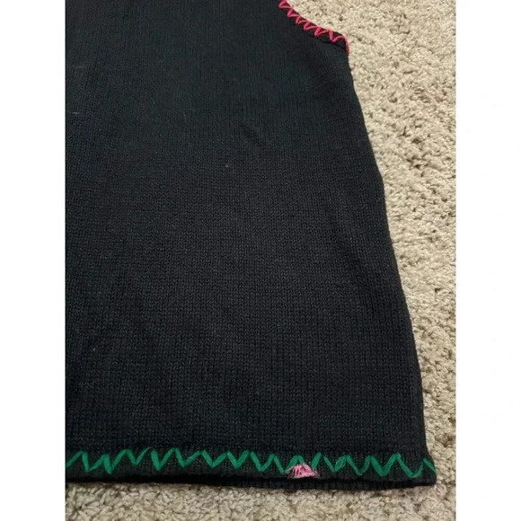 WHITE STAG Women Black Full Zip Collar Floral Embroidered Sweater Vest Small - Picture 6 of 9